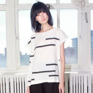 Uzi NYC Cream Broken Stripe Tunic